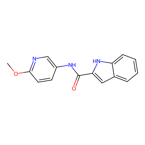 N-(6-methoxypyridin-3-yl)-1H-indole-2-carboxamide structure