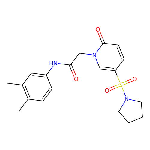 N-(3,4-dimethylphenyl)-2-(2-oxo-5-pyrrolidin-1-ylsulfonylpyridin-1-yl)acetamide structure