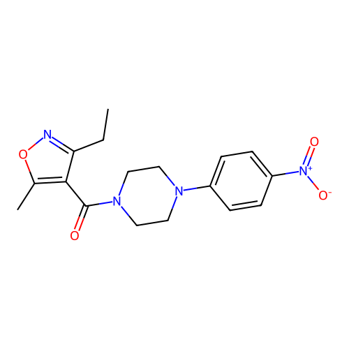Methanone, (3-ethyl-5-methyl-4-isoxazolyl)[4-(4-nitrophenyl)-1-piperazinyl]- structure