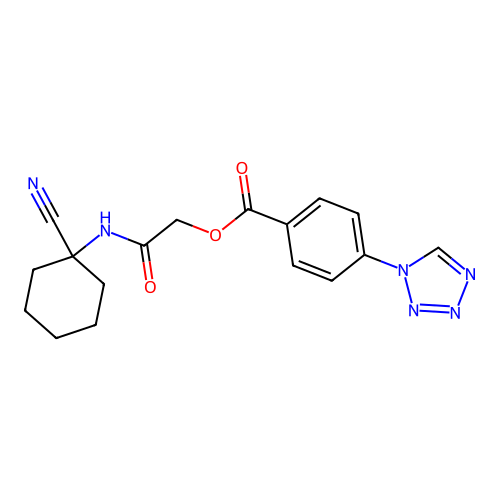 [2-[(1-Cyanocyclohexyl)amino]-2-oxoethyl] 4-(tetrazol-1-yl)benzoate structure