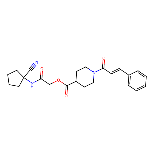 [(1-cyanocyclopentyl)carbamoyl]methyl 1-(3-phenylprop-2-enoyl)piperidine-4-carboxylate structure