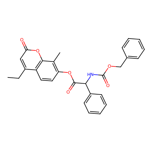 4-ethyl-8-methyl-2-oxo-2H-chromen-7-yl 2-(((benzyloxy)carbonyl)amino)-2-phenylacetate structure