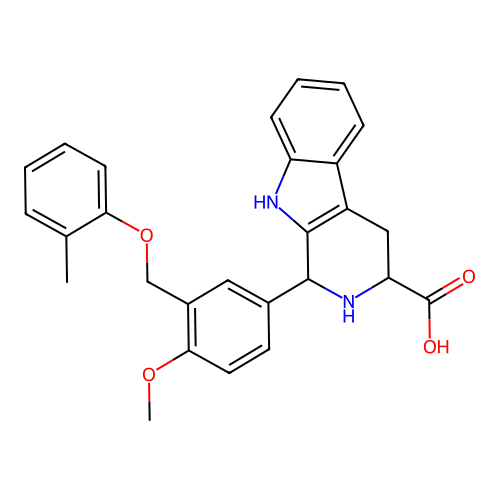 1-(4-methoxy-3-((o-tolyloxy)methyl)phenyl)-2,3,4,9-tetrahydro-1H-pyrido[3,4-b]indole-3-carboxylic acid structure