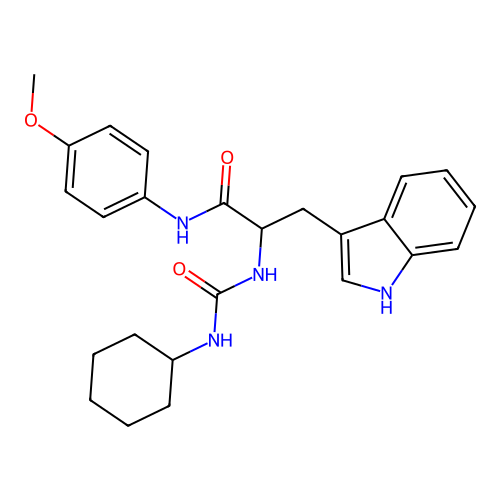 Nalpha-(cyclohexylcarbamoyl)-N-(4-methoxyphenyl)tryptophanamide structure