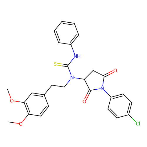 1-[1-(4-chlorophenyl)-2,5-dioxopyrrolidin-3-yl]-1-[2-(3,4-dimethoxyphenyl)ethyl]-3-phenylthiourea structure