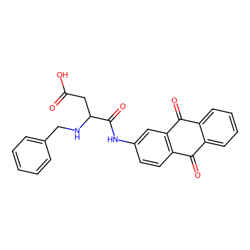 3-(benzylamino)-4-((9,10-dioxo-9,10-dihydroanthracen-2-yl)amino)-4-oxobutanoic acid structure