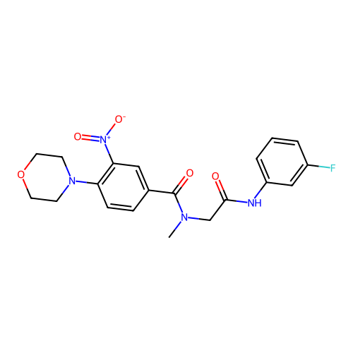 N-[2-(3-fluoroanilino)-2-oxoethyl]-N-methyl-4-morpholin-4-yl-3-nitrobenzamide structure