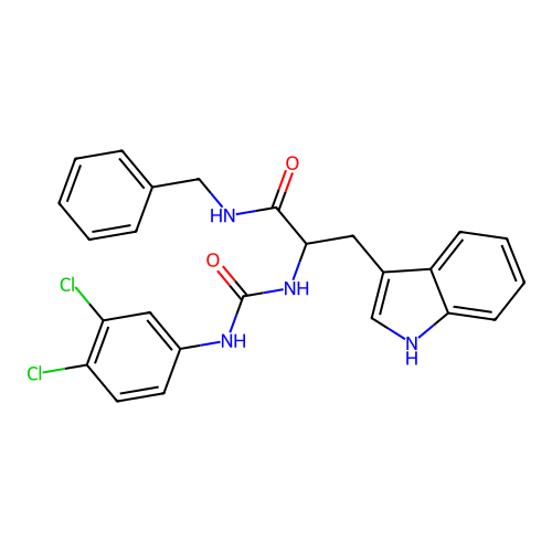 N-benzyl-Nalpha-[(3,4-dichlorophenyl)carbamoyl]tryptophanamide structure