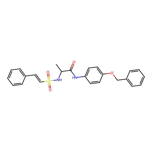 N-[4-(benzyloxy)phenyl]-2-(2-phenylethenesulfonamido)propanamide structure