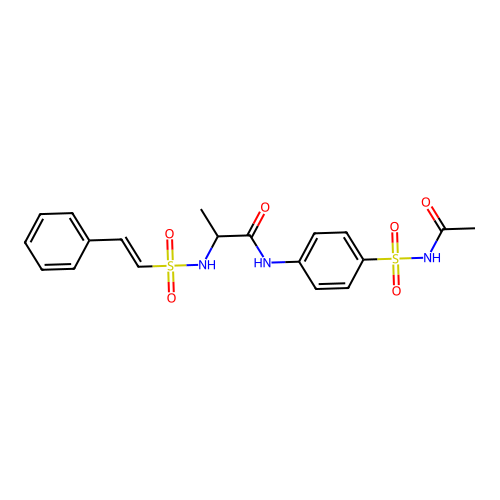 N-[4-(acetamidosulfonyl)phenyl]-2-(2-phenylethenesulfonamido)propanamide structure