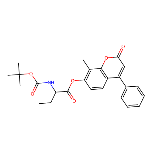 8-methyl-2-oxo-4-phenyl-2H-chromen-7-yl 2-((tert-butoxycarbonyl)amino)butanoate structure