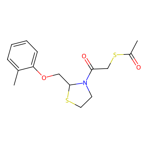 Ethanethioic acid,S-[2-[2-[(2-methylphenoxy)methyl]-3-thiazolidinyl]-2-oxoethyl] ester structure