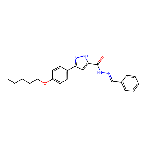 (E)-N'-benzylidene-3-(4-(pentyloxy)phenyl)-1H-pyrazole-5-carbohydrazide structure