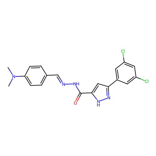 3-(3,5-dichlorophenyl)-N'-{(E)-[4-(dimethylamino)phenyl]methylidene}-1H-pyrazole-5-carbohydrazide structure