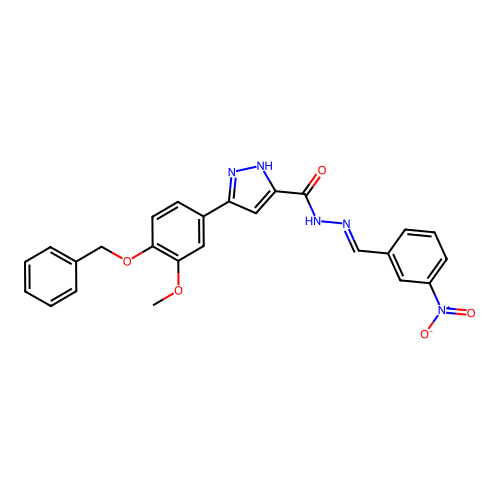 3-[4-(benzyloxy)-3-methoxyphenyl]-N'-[(E)-(3-nitrophenyl)methylidene]-1H-pyrazole-5-carbohydrazide structure