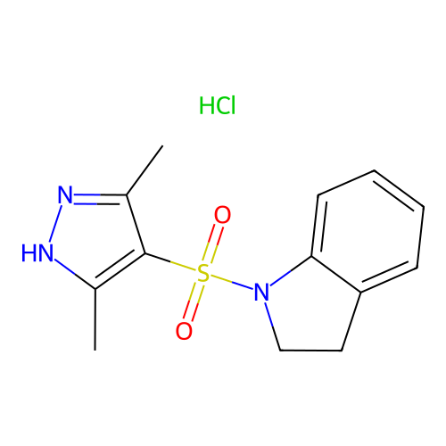 1-[(3,5-dimethyl-1H-pyrazol-4-yl)sulfonyl]indoline hydrochloride structure