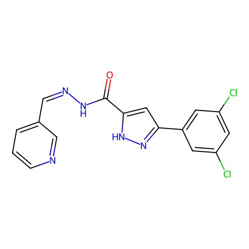 3-(3,5-dichlorophenyl)-N'-[(Z)-pyridin-3-ylmethylidene]-1H-pyrazole-5-carbohydrazide structure