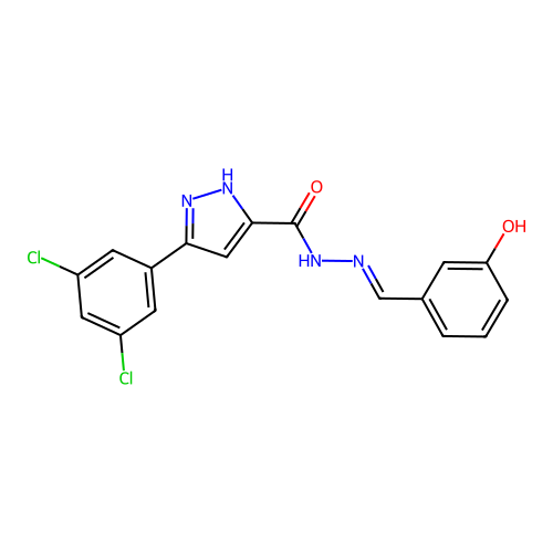 3-(3,5-dichlorophenyl)-N'-[(E)-(3-hydroxyphenyl)methylidene]-1H-pyrazole-5-carbohydrazide structure