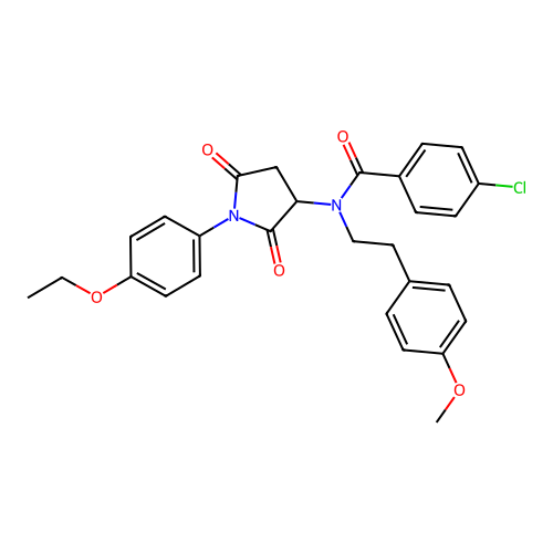 4-chloro-N-[1-(4-ethoxyphenyl)-2,5-dioxopyrrolidin-3-yl]-N-[2-(4-methoxyphenyl)ethyl]benzamide structure