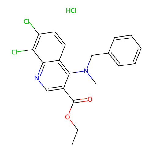 Ethyl 7,8-dichloro-4-[methylbenzylamino]quinoline-3-carboxylate, chloride structure