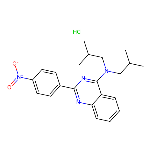 Bis(2-methylpropyl)[2-(4-nitrophenyl)quinazolin-4-yl]amine, chloride structure