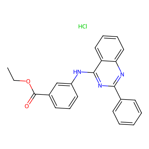 Ethyl 3-((2-phenylquinazolin-4-yl)amino)benzoate hydrochloride structure
