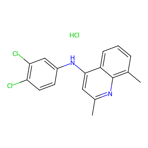 N-(3,4-dichlorophenyl)-2,8-dimethylquinolin-4-amine hydrochloride structure