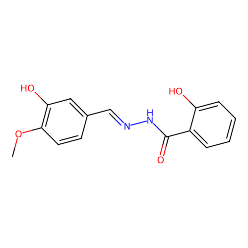 2-hydroxy-N'-[(E)-(3-hydroxy-4-methoxyphenyl)methylidene]benzohydrazide structure