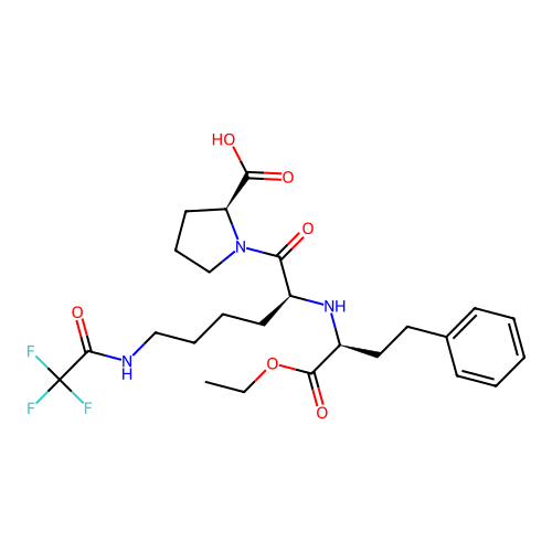 N2-((S)-1-ethoxycarbonyl-3-phenylpropyl)-N6-trifluoroacetyl-L-lysyl-L-proline structure
