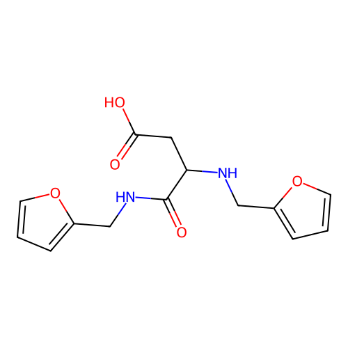 N,N~2~-bis(furan-2-ylmethyl)-alpha-asparagine structure