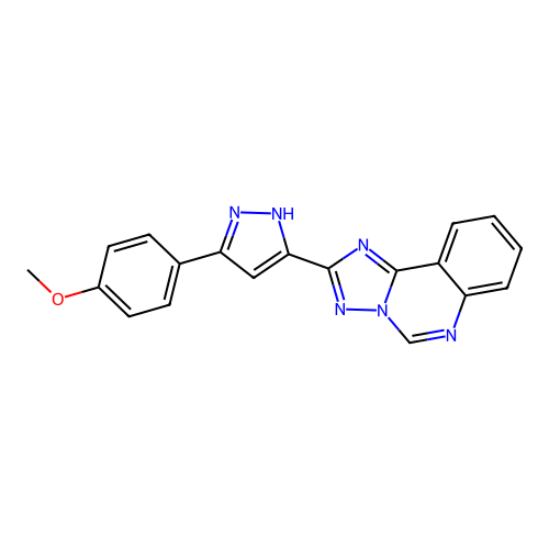 2-[5-(4-methoxyphenyl)-1H-pyrazol-3-yl][1,2,4]triazolo[1,5-c]quinazoline structure