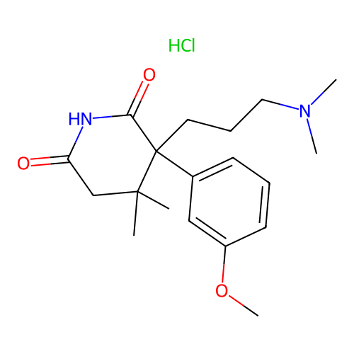 2,6-Piperidinedione, 3-(3-(dimethylamino)propyl)-3-(3-methoxyphenyl)-4,4-dimethyl-, hydrochloride (1:1) structure