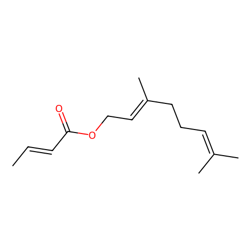 (,E)-3,7-Dimethyl-2,6-octadienyl 2-butenoate structure