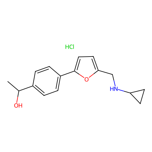 1-(4-(5-((Cyclopropylamino)methyl)furan-2-yl)phenyl)ethanol hydrochloride structure