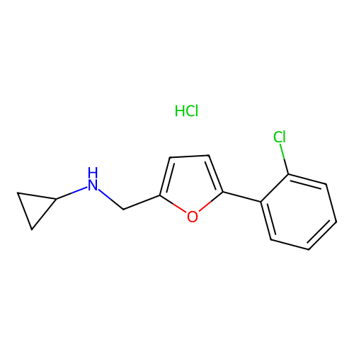 N-((5-(2-chlorophenyl)furan-2-yl)methyl)cyclopropanamine hydrochloride structure