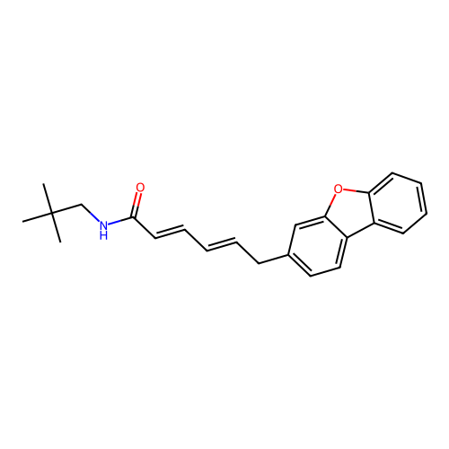 2,4-Hexadienamide, 6-(3-dibenzofuranyl)-N-(2,2-dimethylpropyl)-, (E,E)- structure