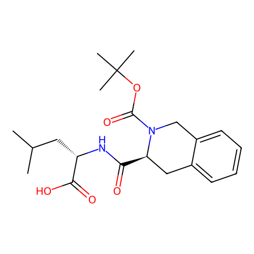(2S)-4-methyl-2-[[(3S)-2-[(2-methylpropan-2-yl)oxycarbonyl]-3,4-dihydro-1H-isoquinoline-3-carbonyl]amino]pentanoic acid structure