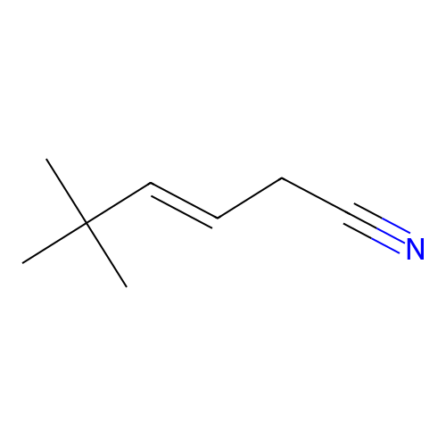 (2e)-1-Cyano-4,4-dimethyl-2-pentene structure