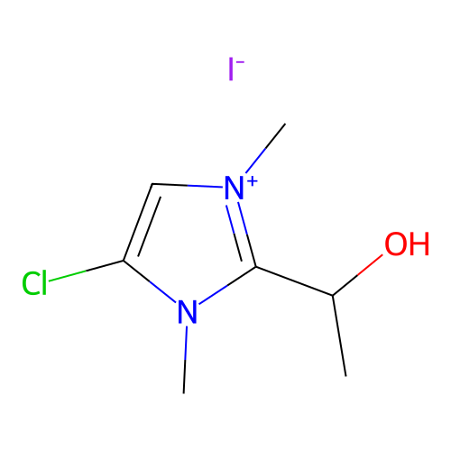 5-chloro-2-(1-hydroxyethyl)-1,3-dimethyl-1H-imidazol-3-ium iodide structure
