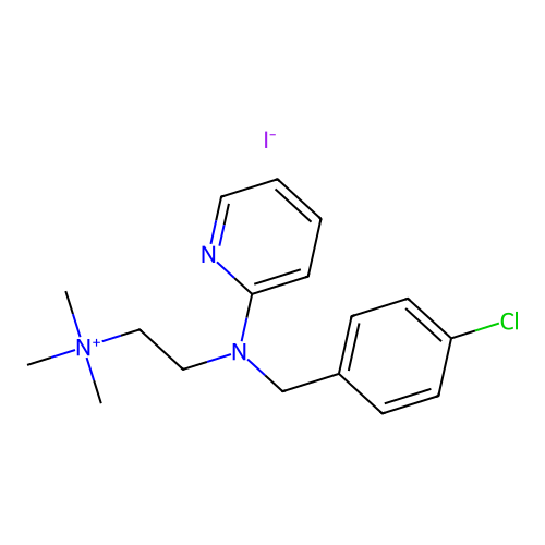 2-((4-chlorobenzyl)(pyridin-2-yl)amino)-N,N,N-trimethylethanaminium iodide structure
