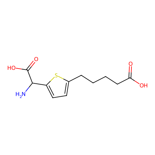 5-[5-[Amino(carboxy)methyl]thiophen-2-yl]pentanoic acid structure