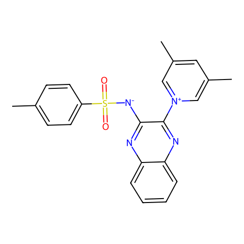 (3-(3,5-dimethylpyridin-1-ium-1-yl)quinoxalin-2-yl)(tosyl)amide structure