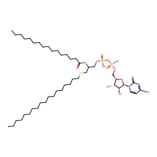 [1-[[(2R,3S,4S,5R)-5-(4-氨基-2-氧代嘧啶-1-基)-3,4-二羟基氧代环戊烷-2-基]甲氧基-羟基磷酰基]氧代-羟基磷酰基]氧代-3-十八基硫基丙烷-2-基] 十六酸酯 structure
