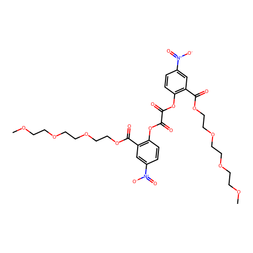 Bis(4-nitro-2-(3,6,9-trioxadecyloxycarbonyl)phenyl)oxalate structure