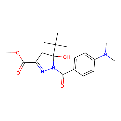 methyl 5-tert-butyl-1-[4-(dimethylamino)benzoyl]-5-hydroxy-4H-pyrazole-3-carboxylate structure