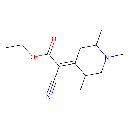 Ethyl 2-cyano-2-(1,2,5-trimethylpiperidin-4-ylidene)acetate structure