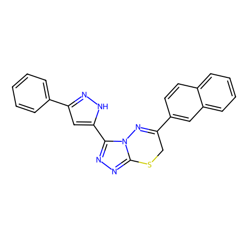 6-naphthalen-2-yl-3-(3-phenyl-1H-pyrazol-5-yl)-7H-[1,2,4]triazolo[3,4-b][1,3,4]thiadiazine structure