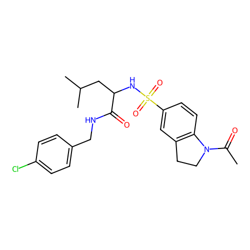 2-(1-Acetylindoline-5-sulfonamido)-N-(4-chlorobenzyl)-4-methylpentanamide structure
