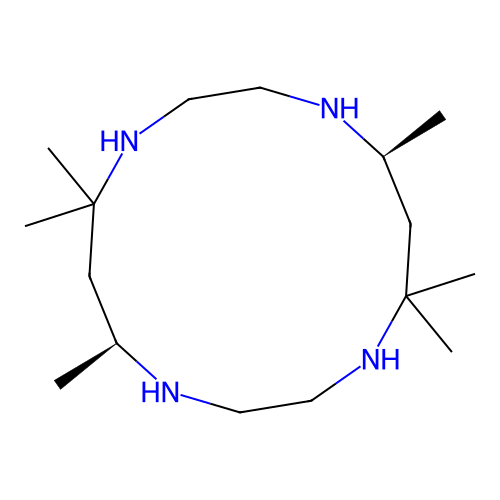 rel-(7R,14R)-5,5,7,12,12,14-Hexamethyl-1,4,8,11-tetraazacyclotetradecane structure