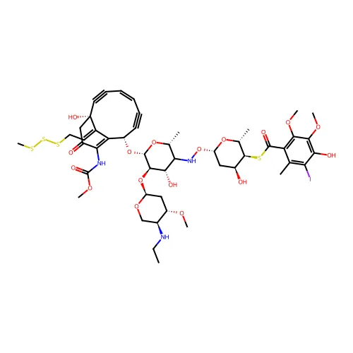 S-[(2R,3S,4S,6S)-6-[[(2R,4S,5R,6R)-5-[(2S,4S,5S)-5-(乙基氨基)-4-甲氧基噁烷-2-基]氧代-4-羟基-6-[[(2S,5Z,9R,13Z)-9-羟基-12-(甲氧基碳基氨基)-13-[2-(甲基三硫基)亚乙基]-11-氧代-2-双环[7.3.1]十三-1(12),5-二烯-3,7-二炔基]氧代]-2-甲基噁烷-3-基]氨基]氧代-4-羟基-2-甲基噁烷-3-基] 4-羟基-5-碘-2,3-二甲氧基-6-甲基苯甲酰氧基硫酸酯 structure